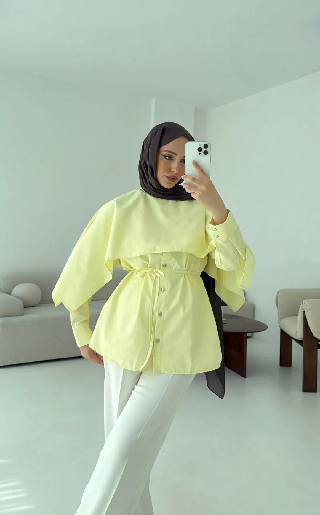 Seyyar Pelerinli Gömlek Sarı - Görsel 2