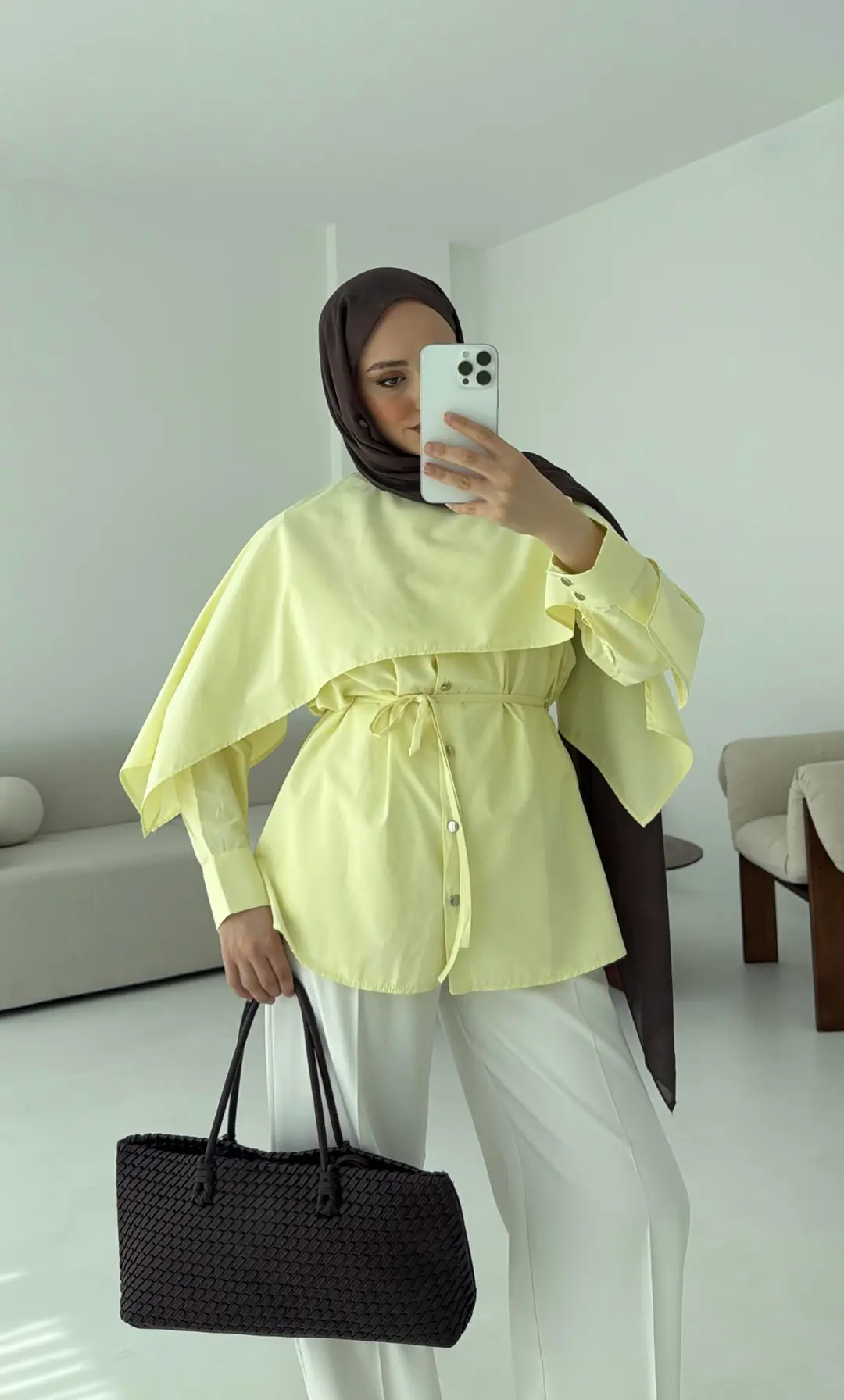 Seyyar Pelerinli Gömlek Sarı - Görsel 4