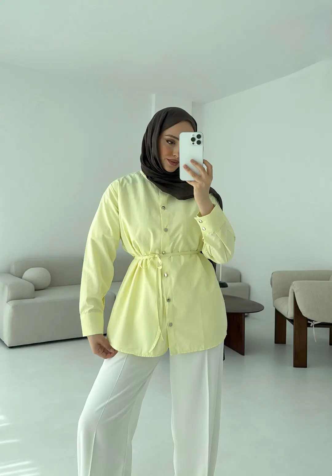 Seyyar Pelerinli Gömlek Sarı - Görsel 5