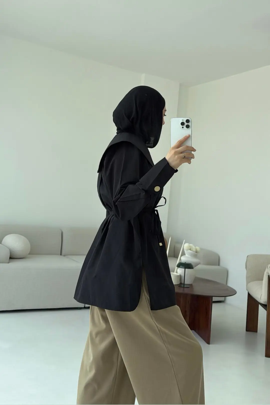 Siyah Bebe Yaka Gömlek - Görsel 5