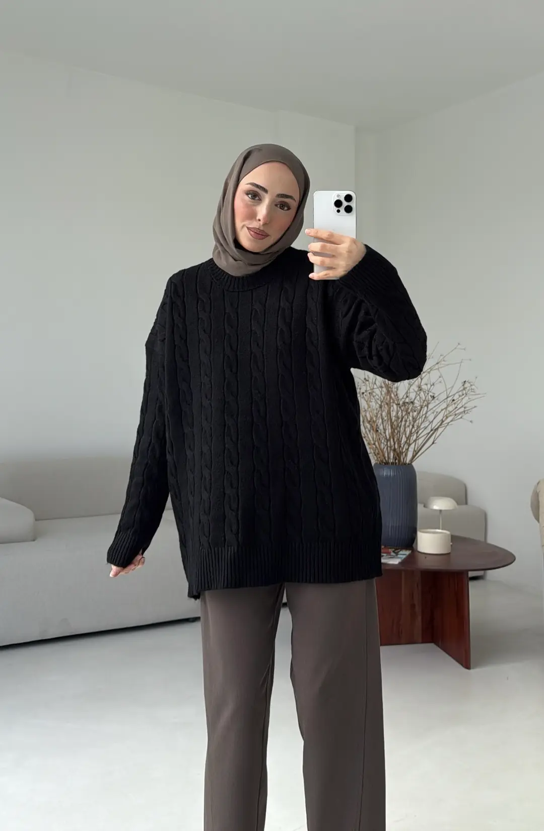 Bisiklet Yaka Örgü Kazak siyah - Görsel 3