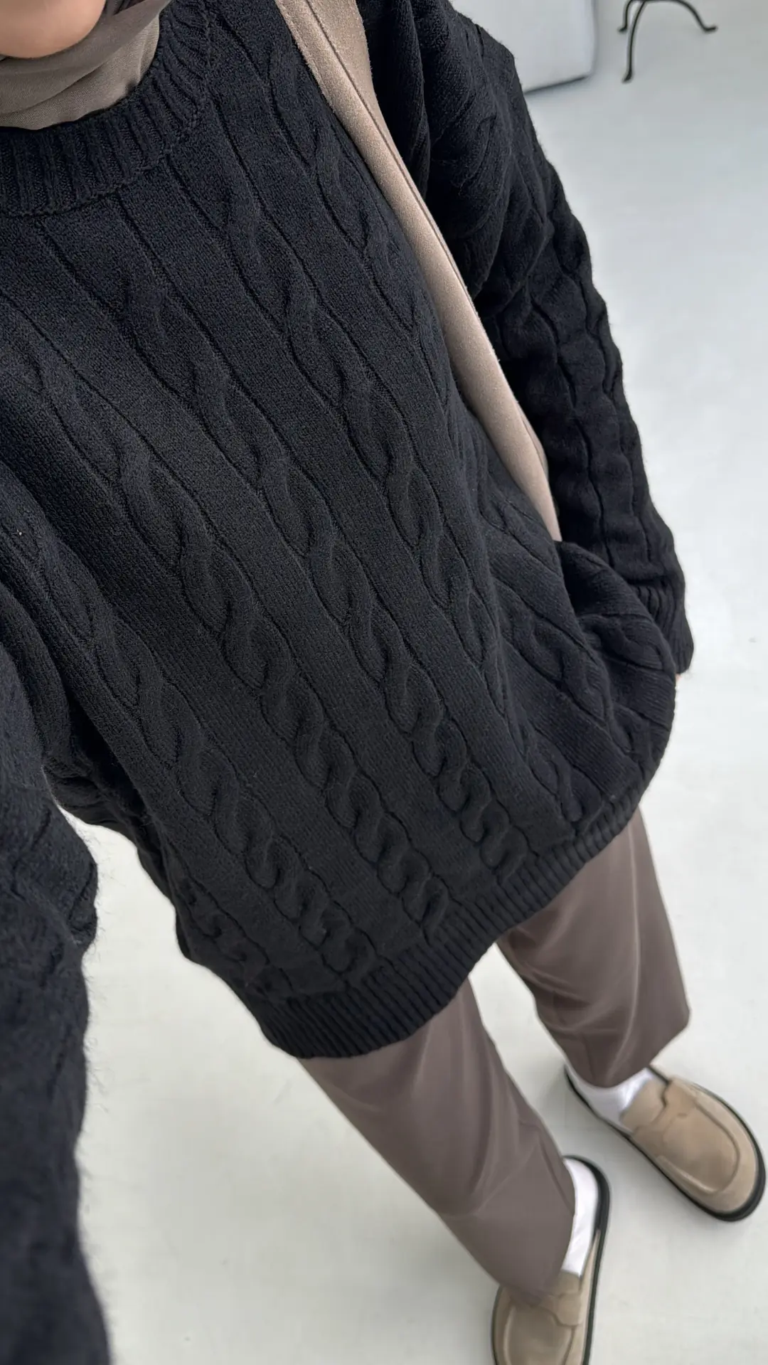 Bisiklet Yaka Örgü Kazak siyah - Görsel 4