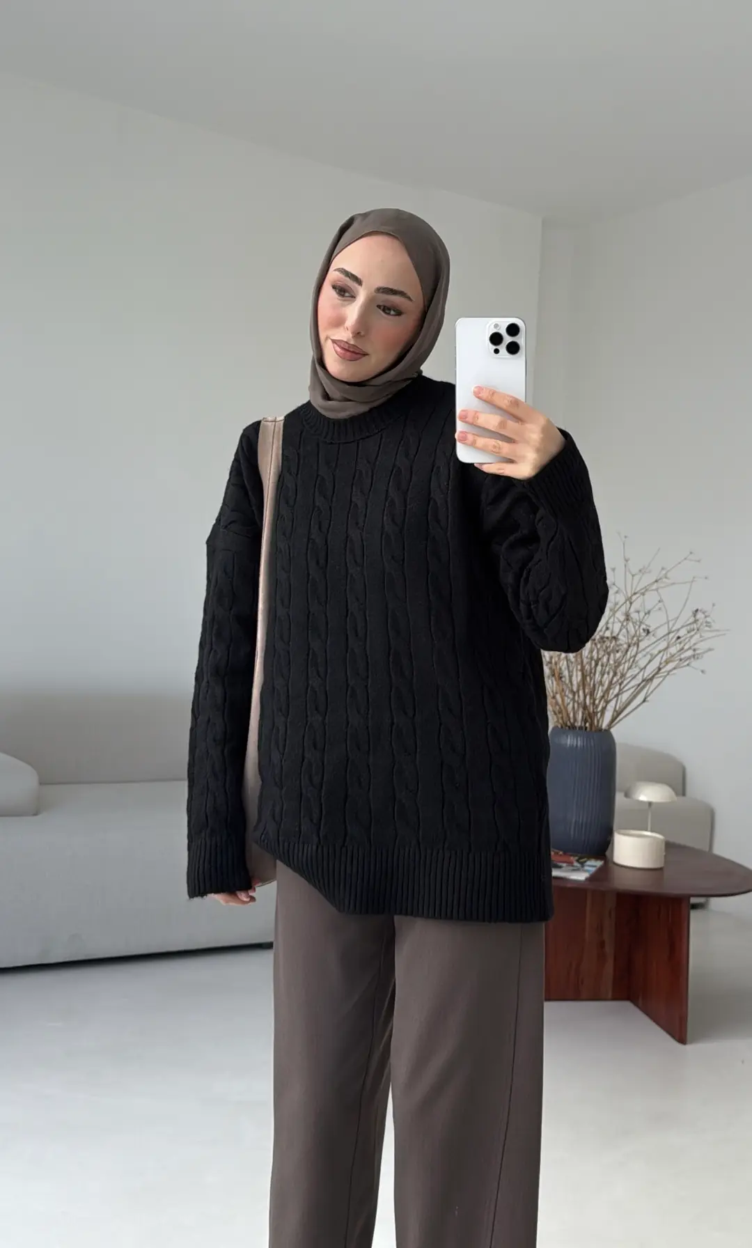 Bisiklet Yaka Örgü Kazak siyah - Görsel 5