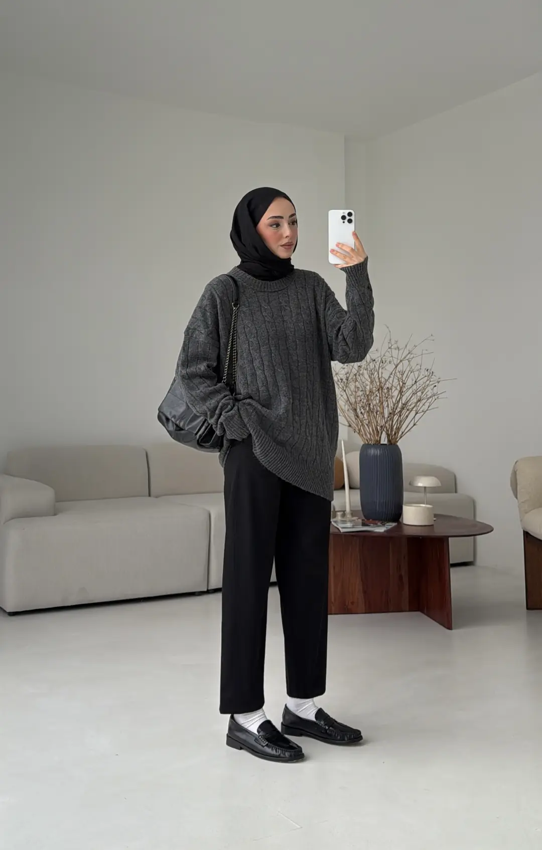 Bisiklet Yaka Örgü Kazak Koyu Gri - Görsel 2