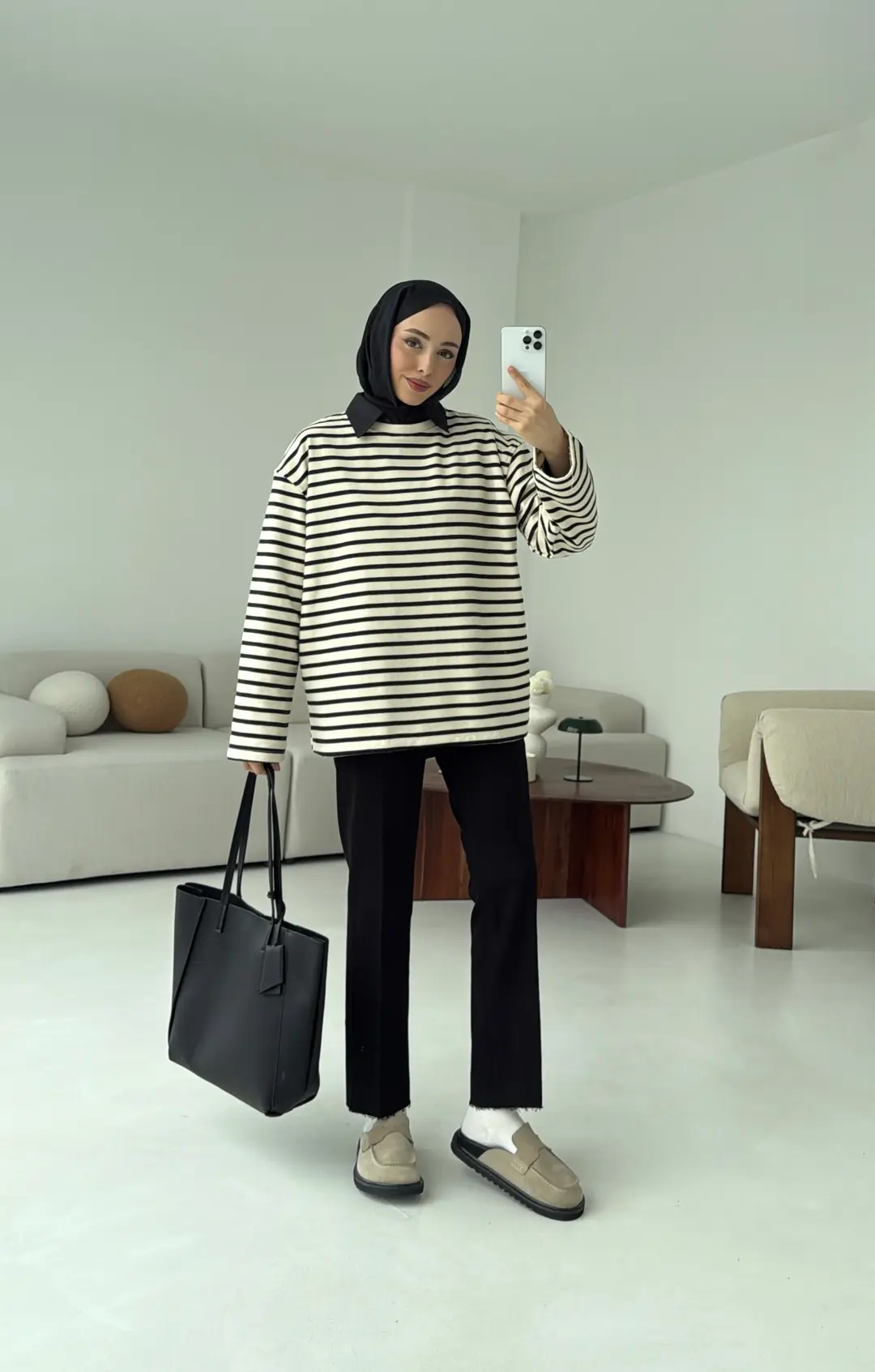 Siyah Çizgili Sweat - Görsel 8