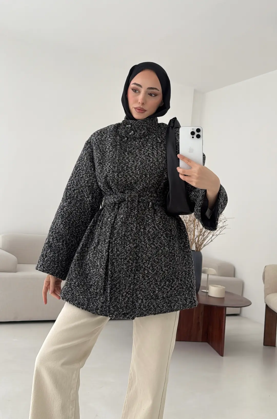 Siyah Gri Geçişli Kaban - Görsel 2