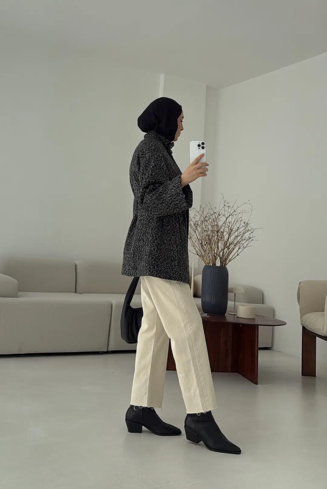 Siyah Gri Geçişli Kaban - Görsel 3