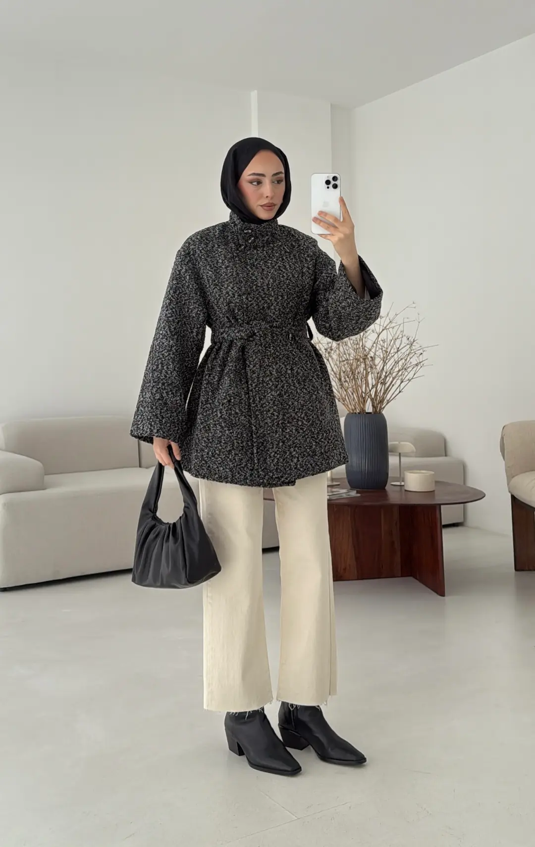 Siyah Gri Geçişli Kaban - Görsel 7