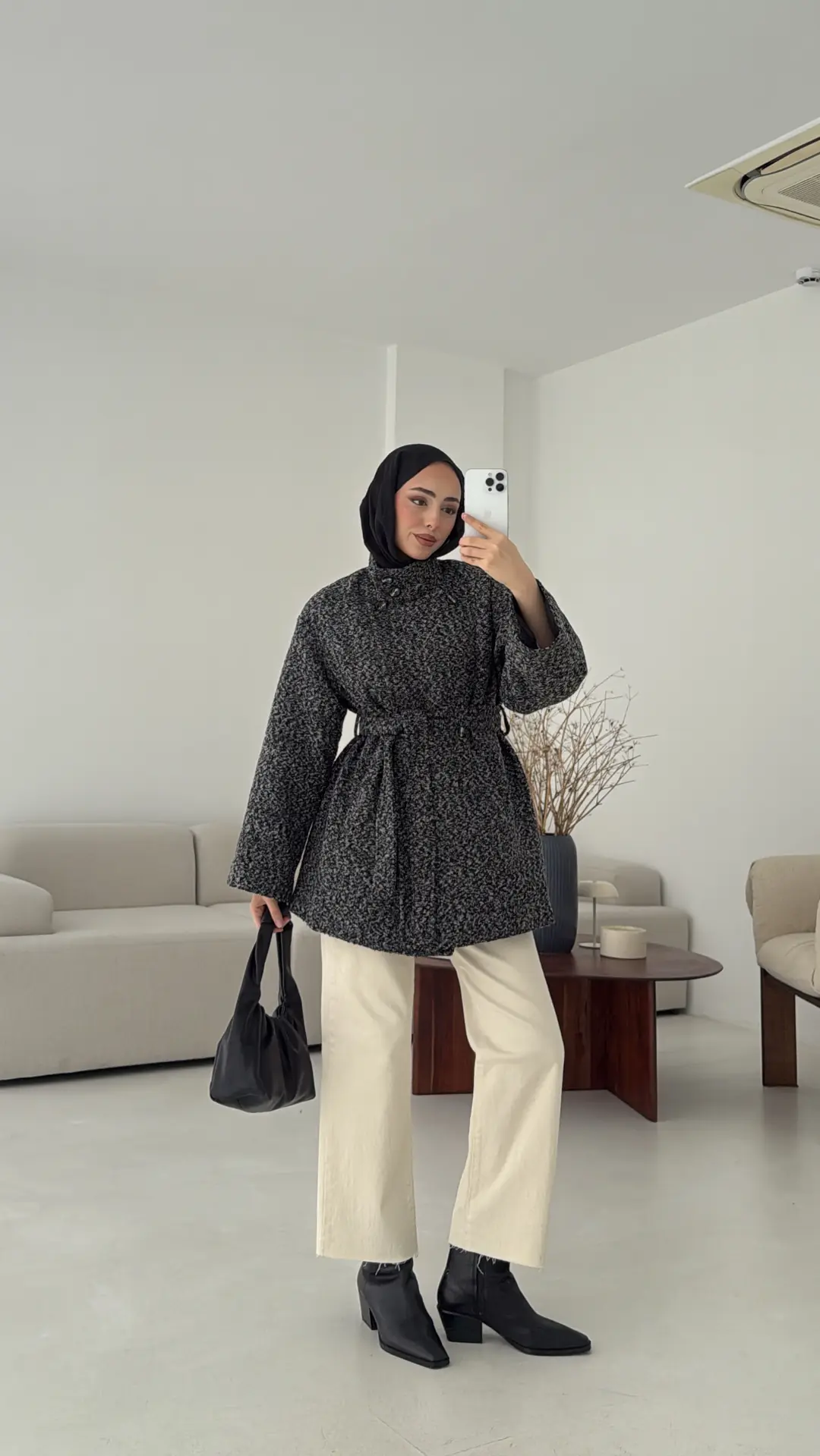 Siyah Gri Geçişli Kaban - Görsel 9