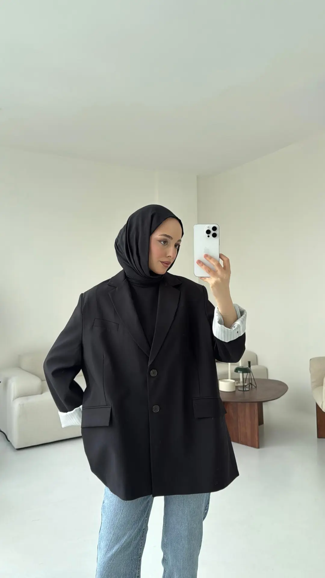 Siyah Oversize Premium Blazer Ceket - Görsel 5