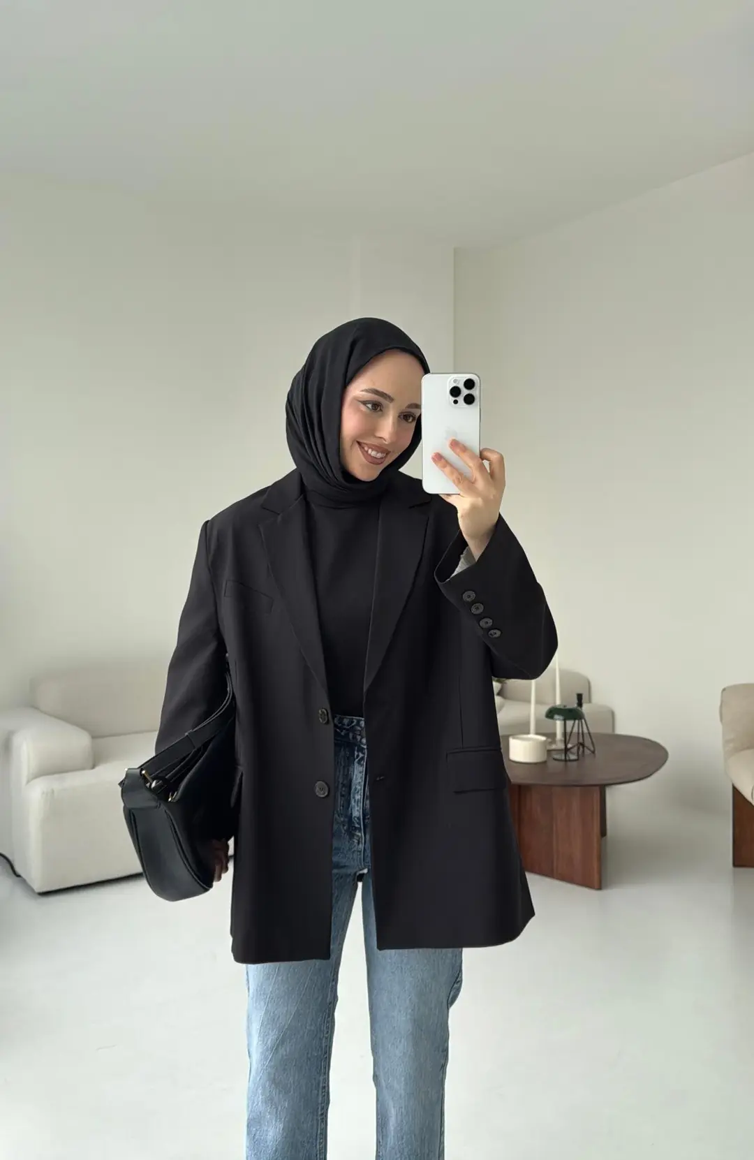 Siyah Oversize Premium Blazer Ceket - Görsel 7