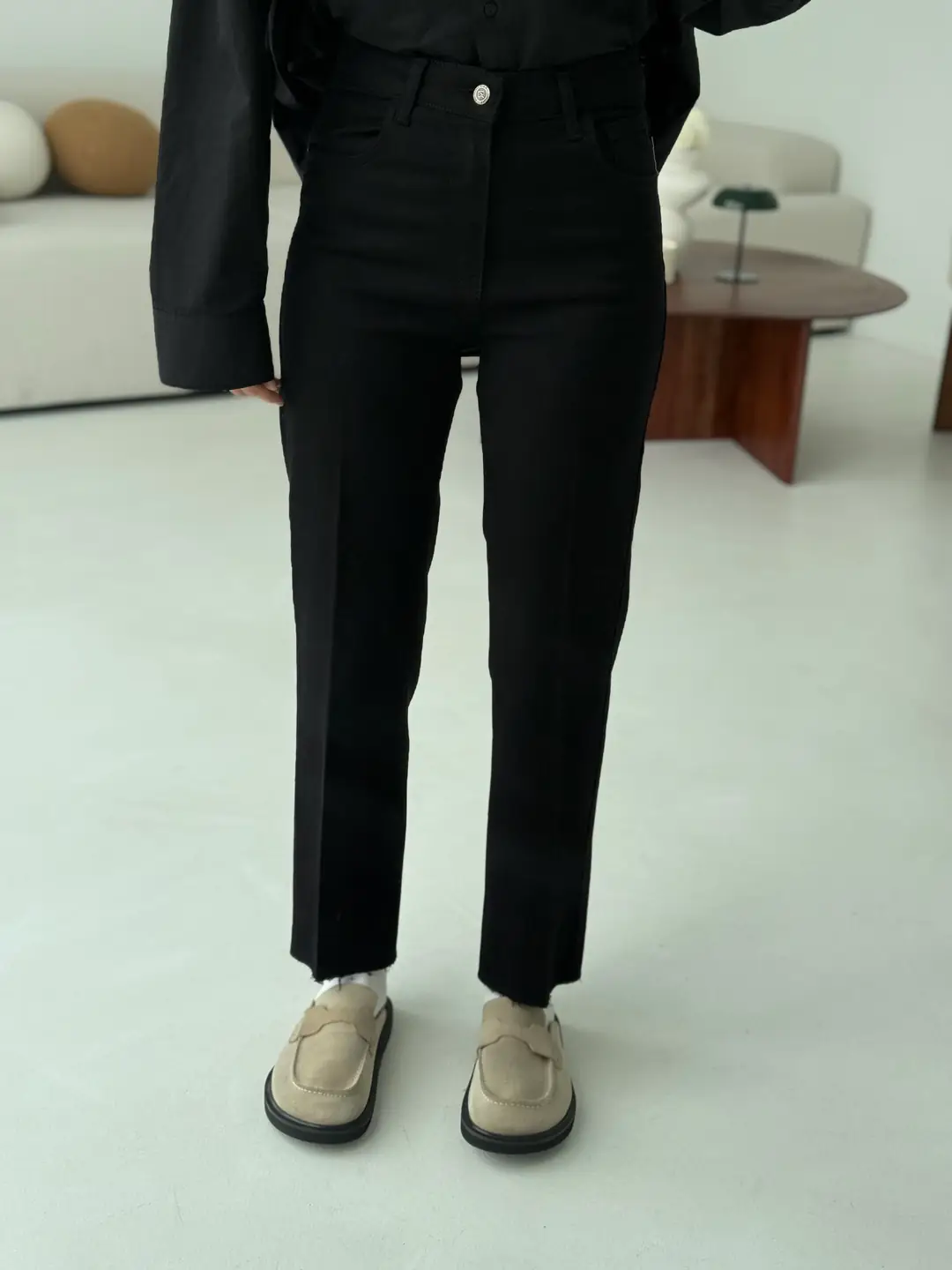 Siyah Premium Paçası Kesik Jean - Görsel 3