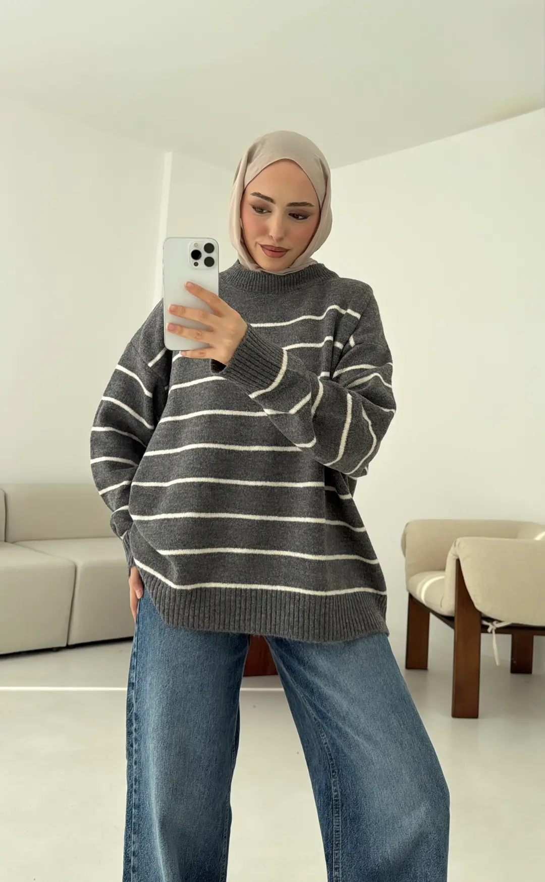 Şönil Kazak Gri - Görsel 3