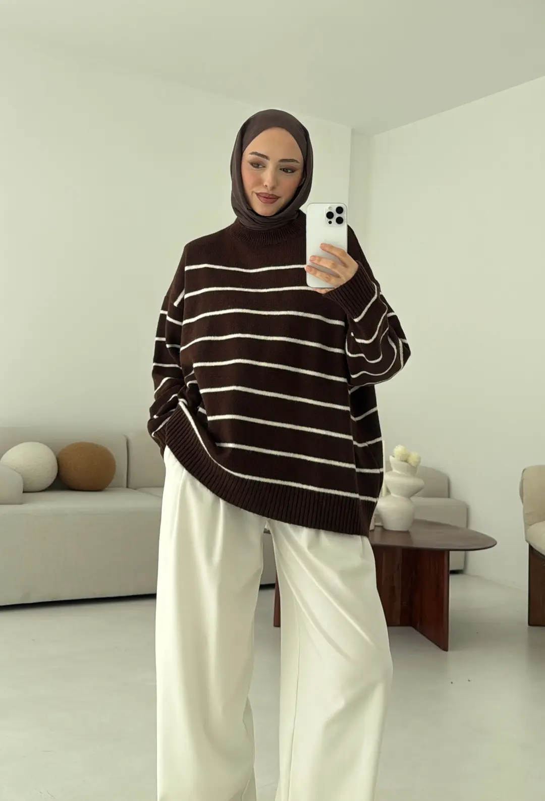 Şönil Kazak Kahve - Görsel 7