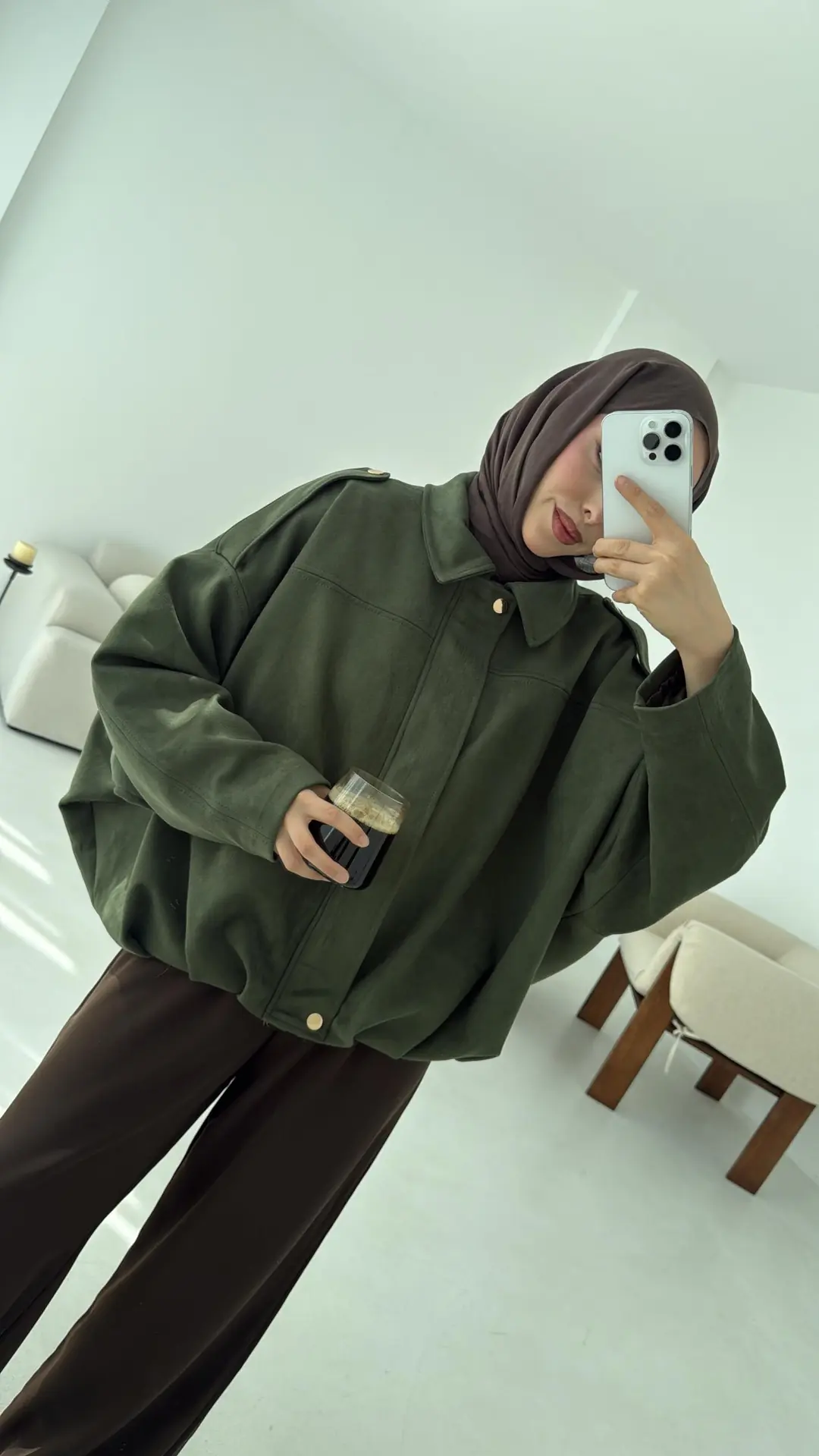 Süet Bomber Ceket - Görsel 4