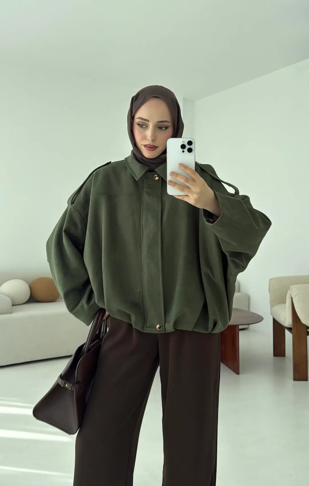 Süet Bomber Ceket - Görsel 6