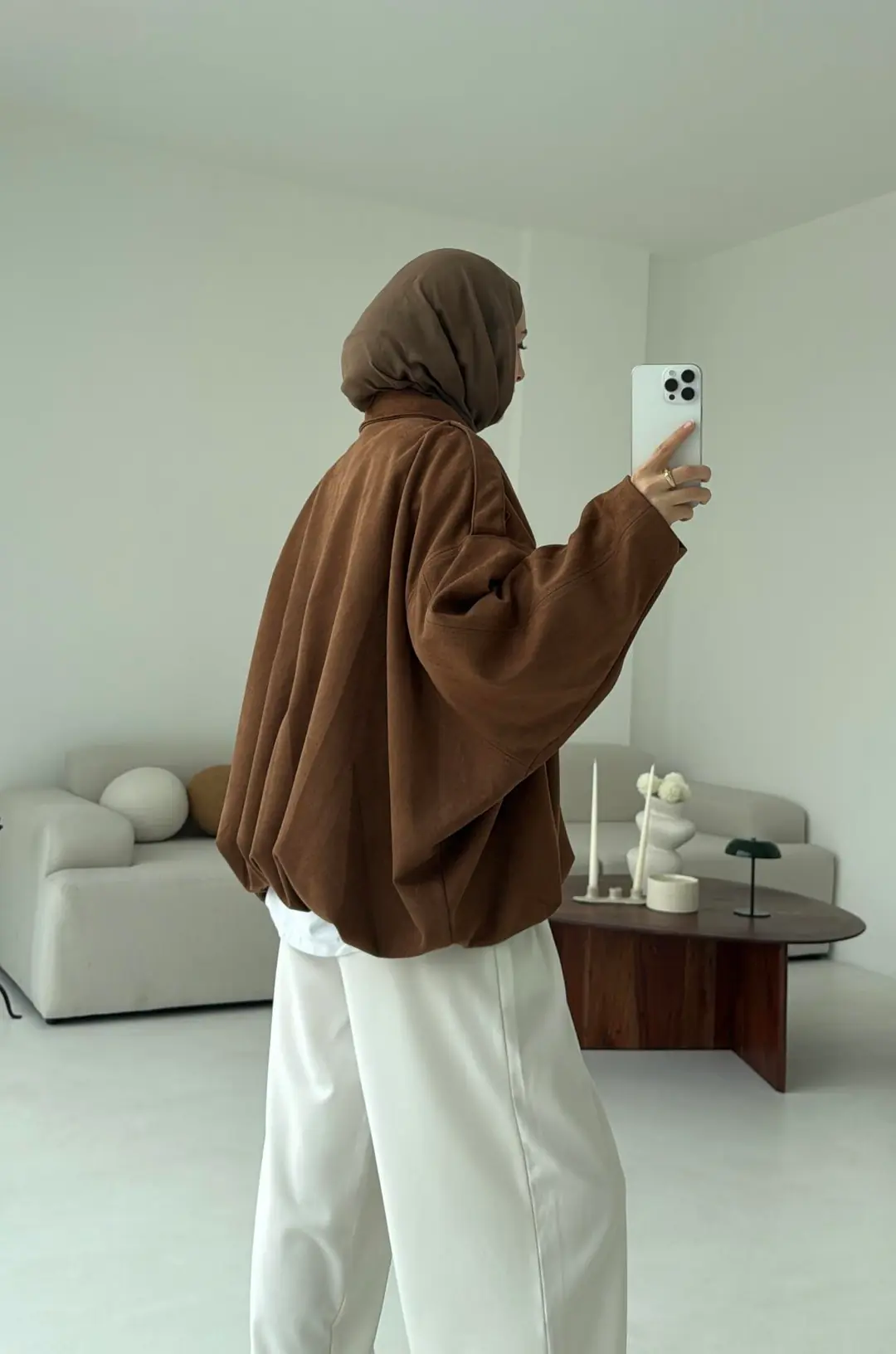 Süet Bomber Ceket Taba - Görsel 3