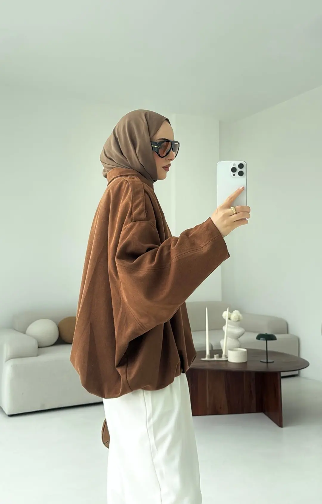 Süet Bomber Ceket Taba - Görsel 8