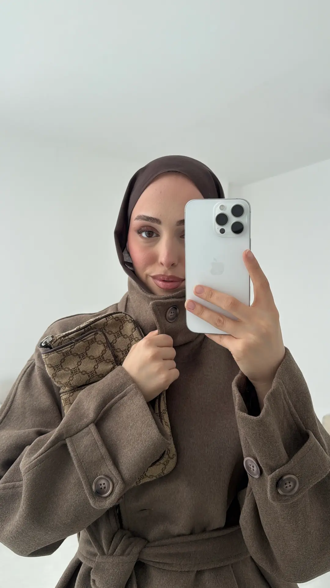 Sütlü Kahve Orta Boy Kaşe Kaban - Görsel 4