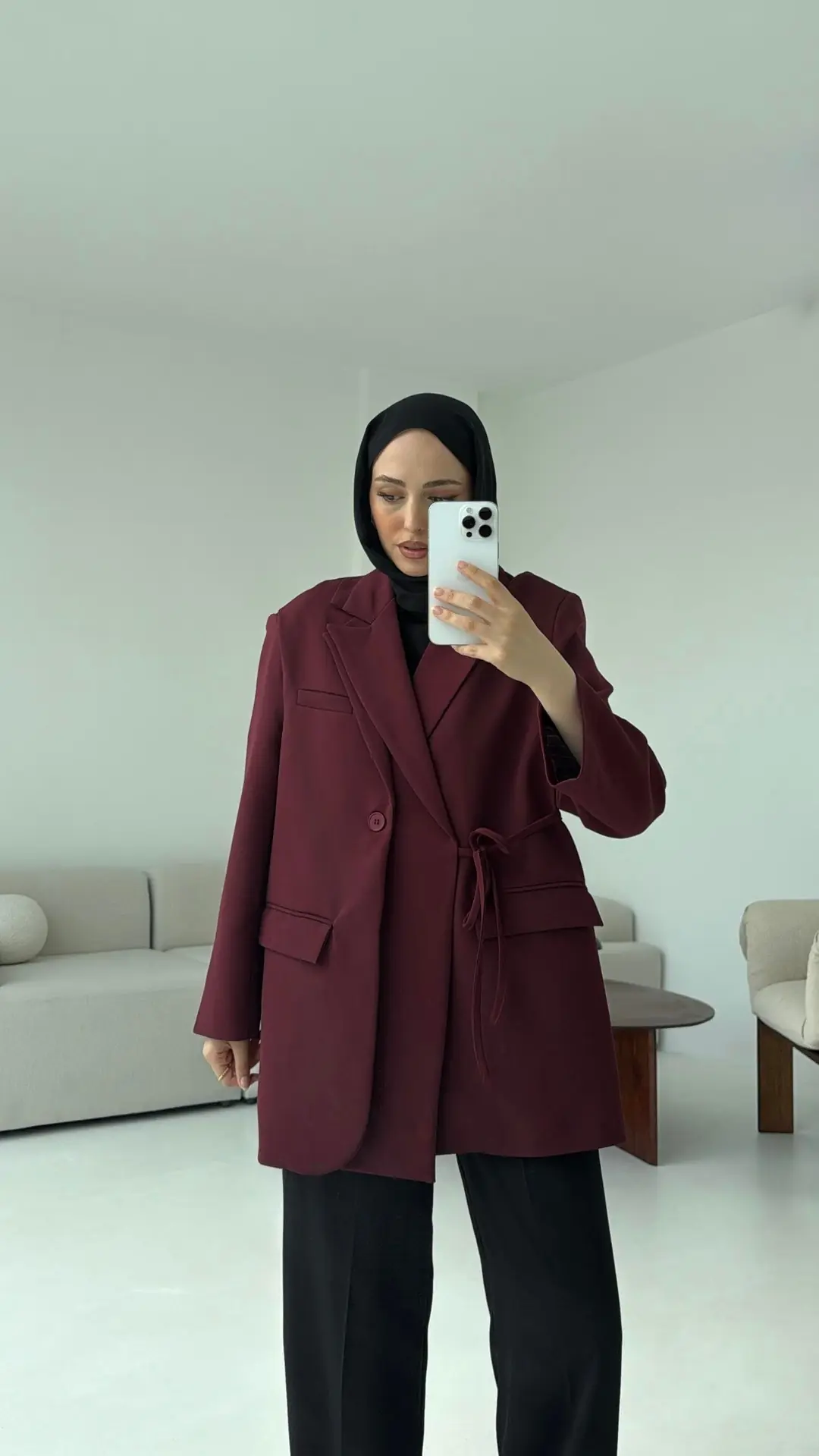 Tasarım Blazer Ceket Bordo - Görsel 6