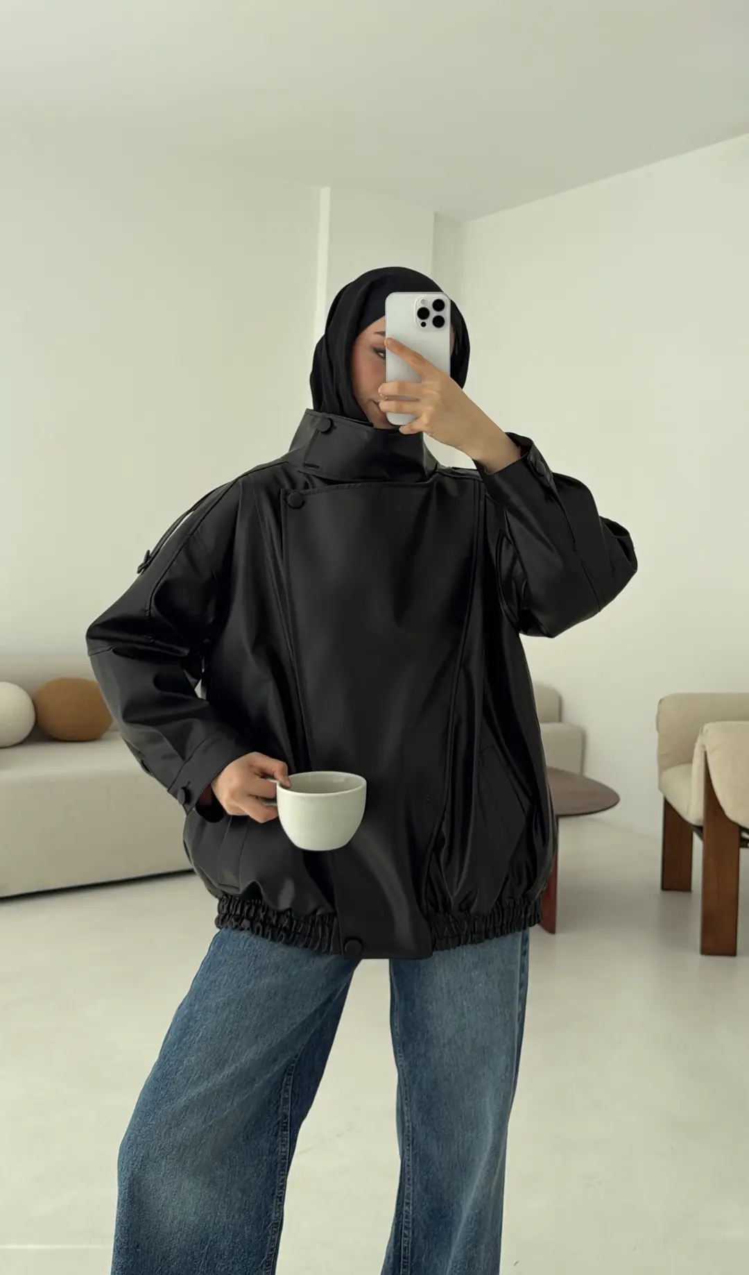 Tasarım Vintage Deri Ceket Siyah - Görsel 6