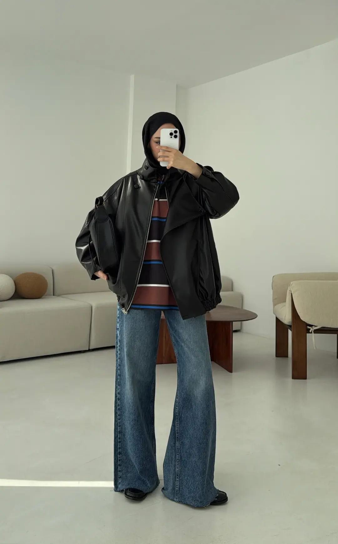 Tasarım Vintage Deri Ceket Siyah - Görsel 7