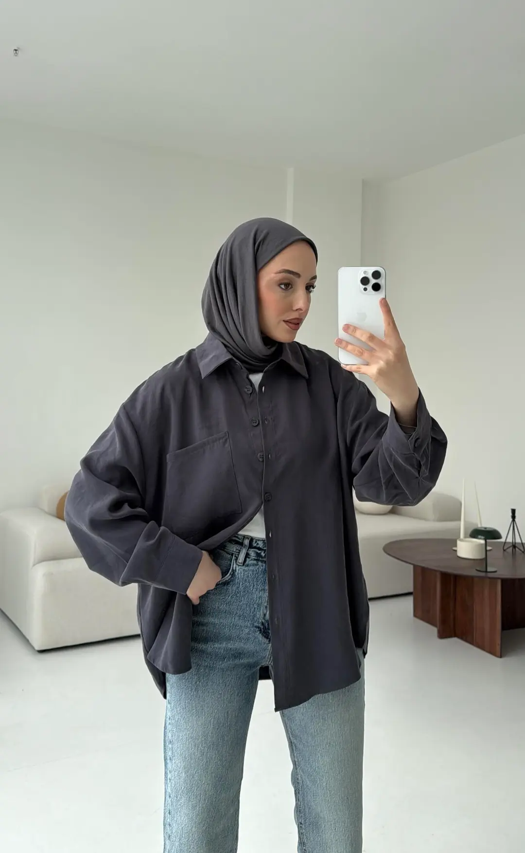 Tek Cepli Modal Gömlek Antrasit