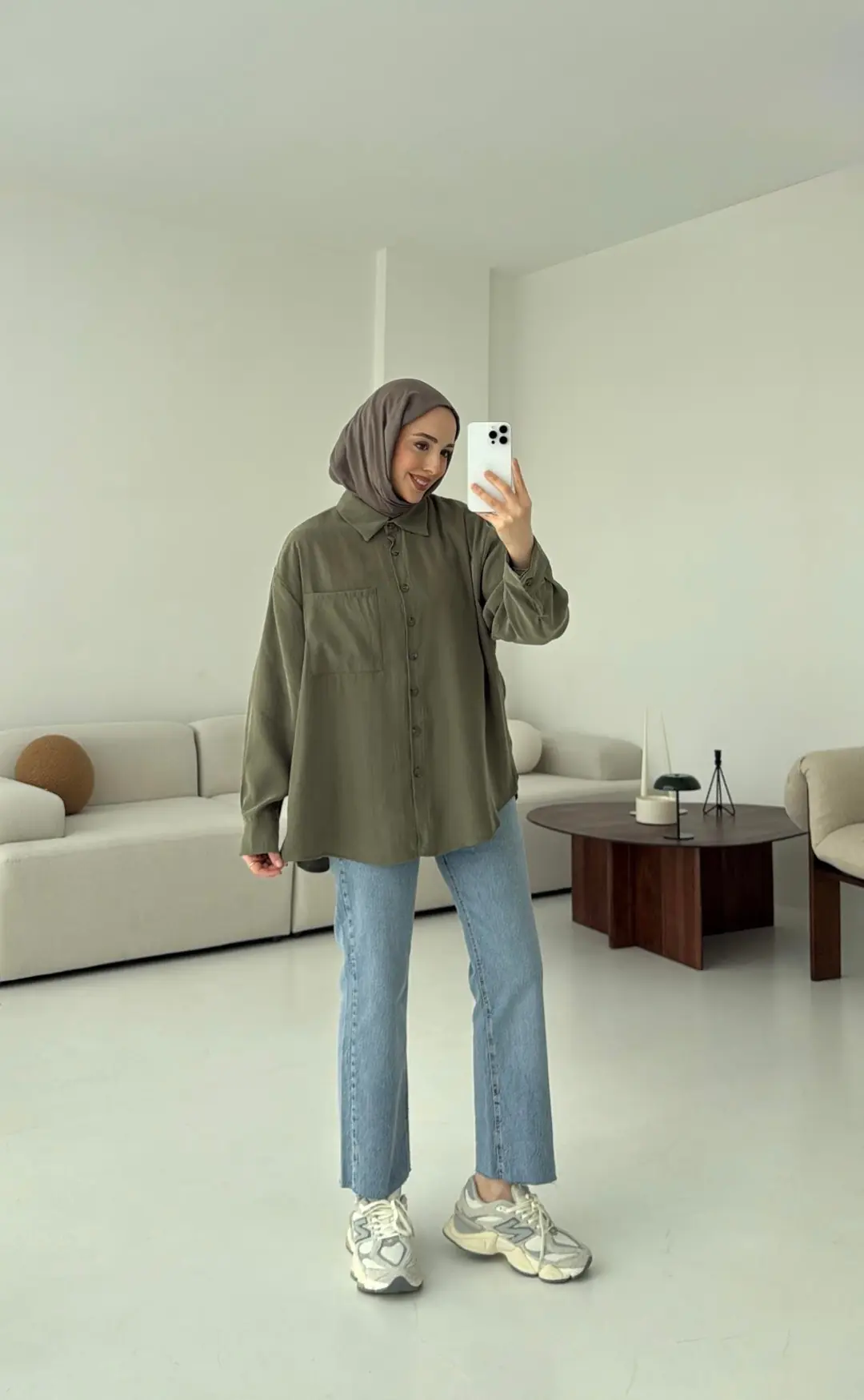 Tek Cepli Modal Gömlek Haki - Görsel 2