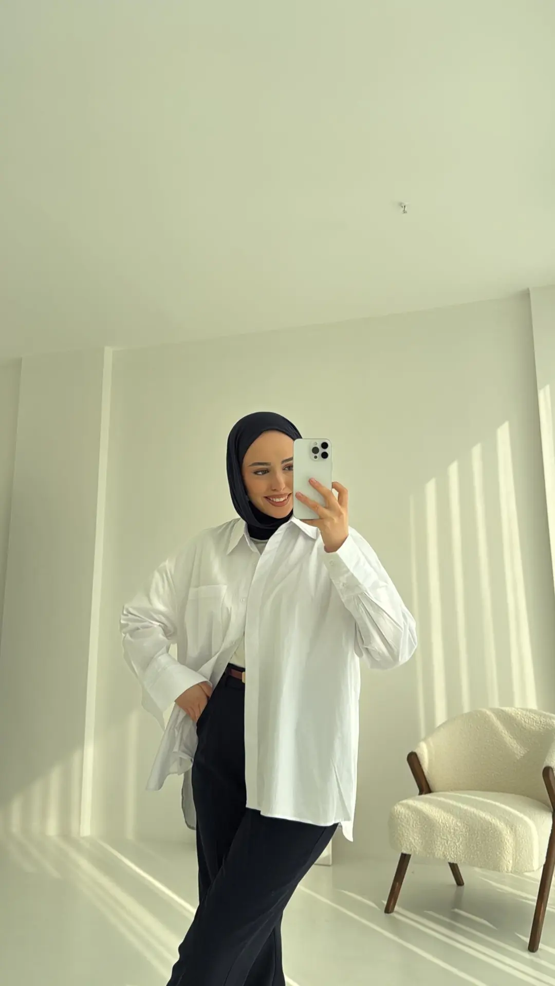 Tek Cepli Poplin Gömlek Beyaz - Görsel 2