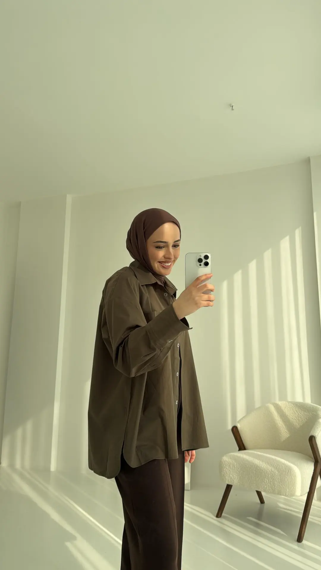 Tek Cepli Poplin Gömlek Haki