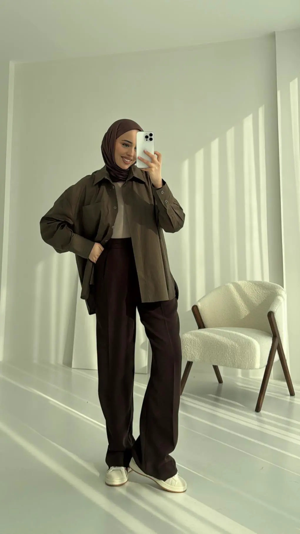 Tek Cepli Poplin Gömlek Haki - Görsel 4