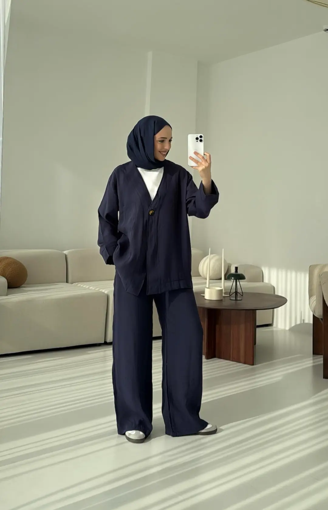 Tek Düğme Cepli Takım Lacivert - Görsel 3