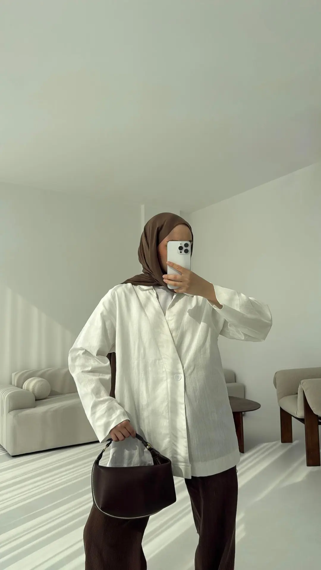 Tek Düğmeli Ceket Beyaz - Görsel 2