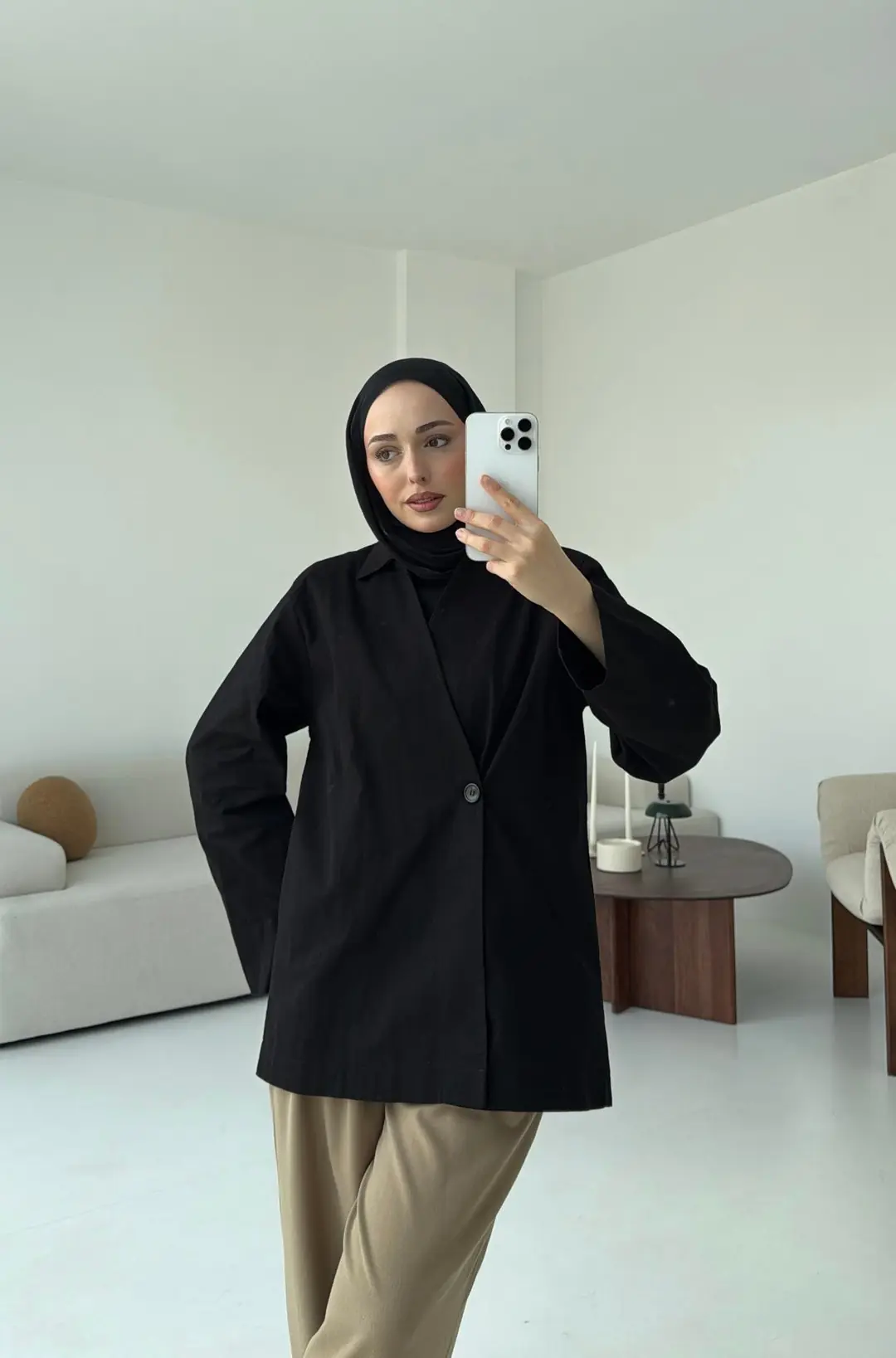 Tek Düğmeli Ceket Siyah - Görsel 3