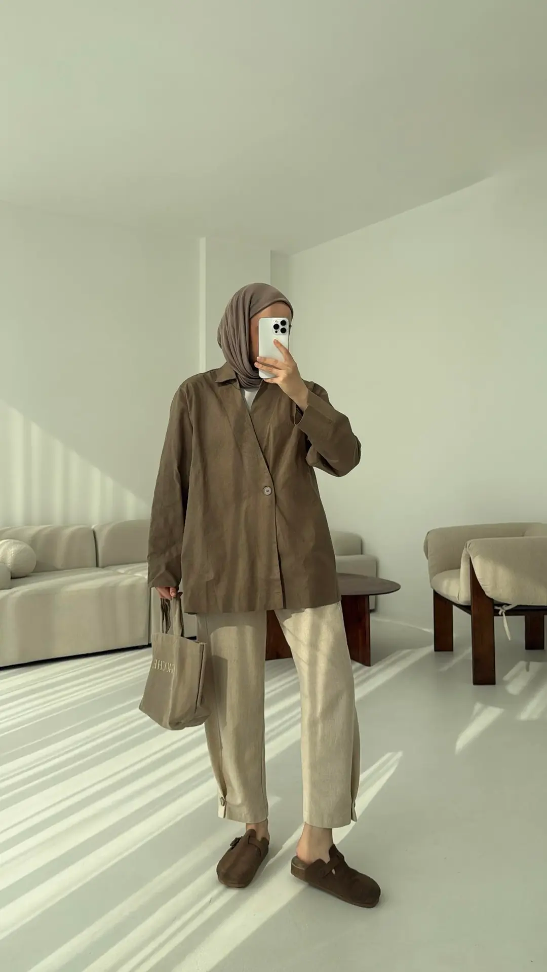 Tek Düğmeli Ceket Vizon - Görsel 3