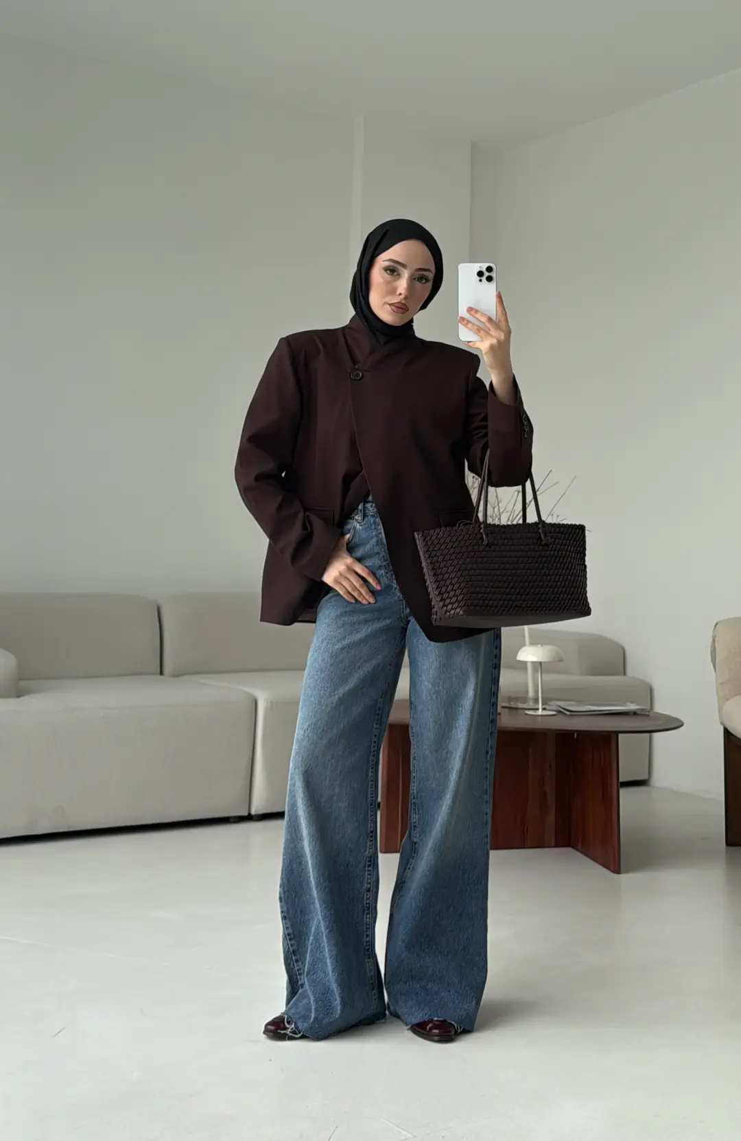 Tek Düğmeli Hakim Yaka Ceket Kahve