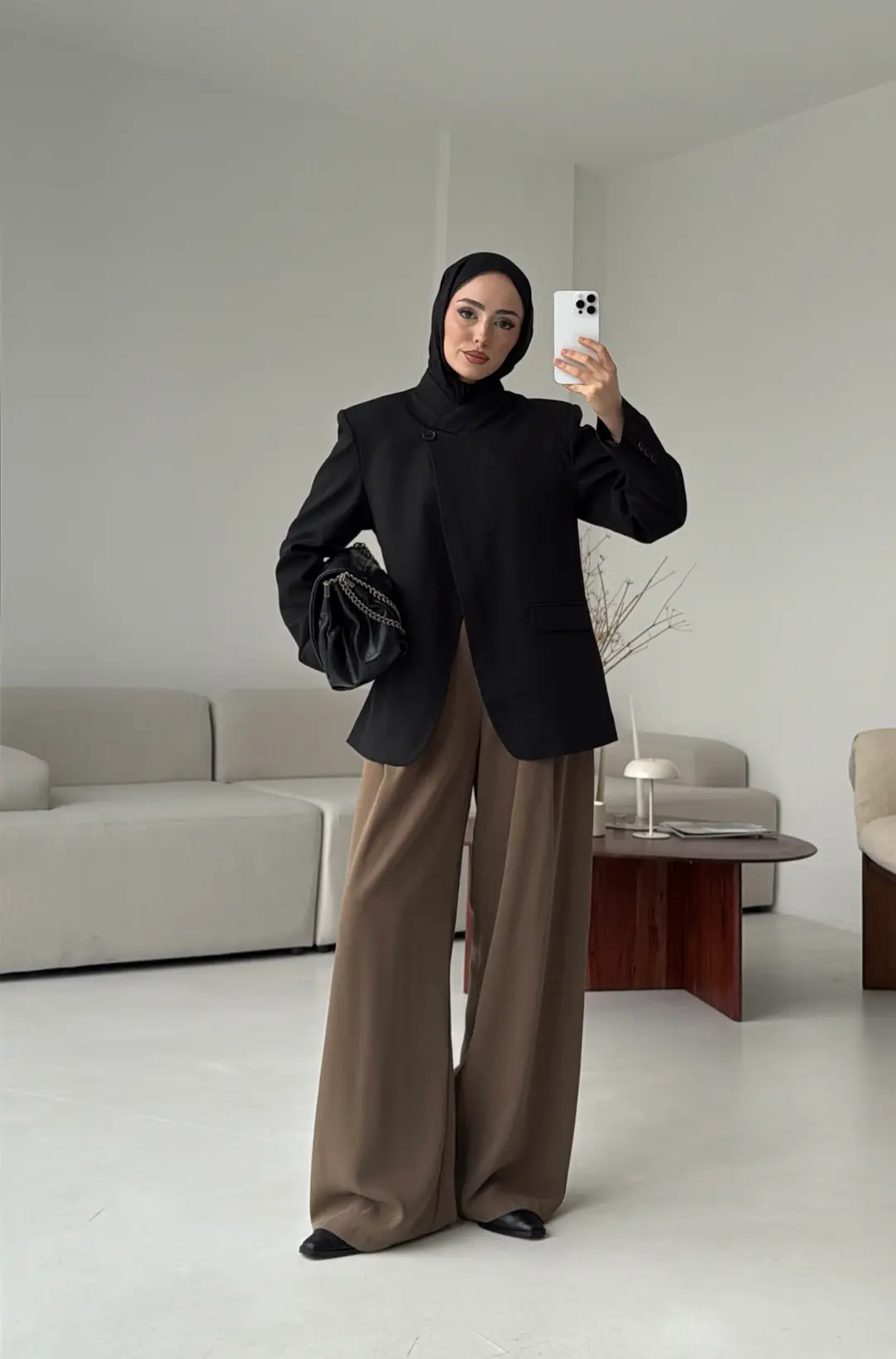 Tek Düğmeli Hakim Yaka Ceket Siyah - Görsel 2