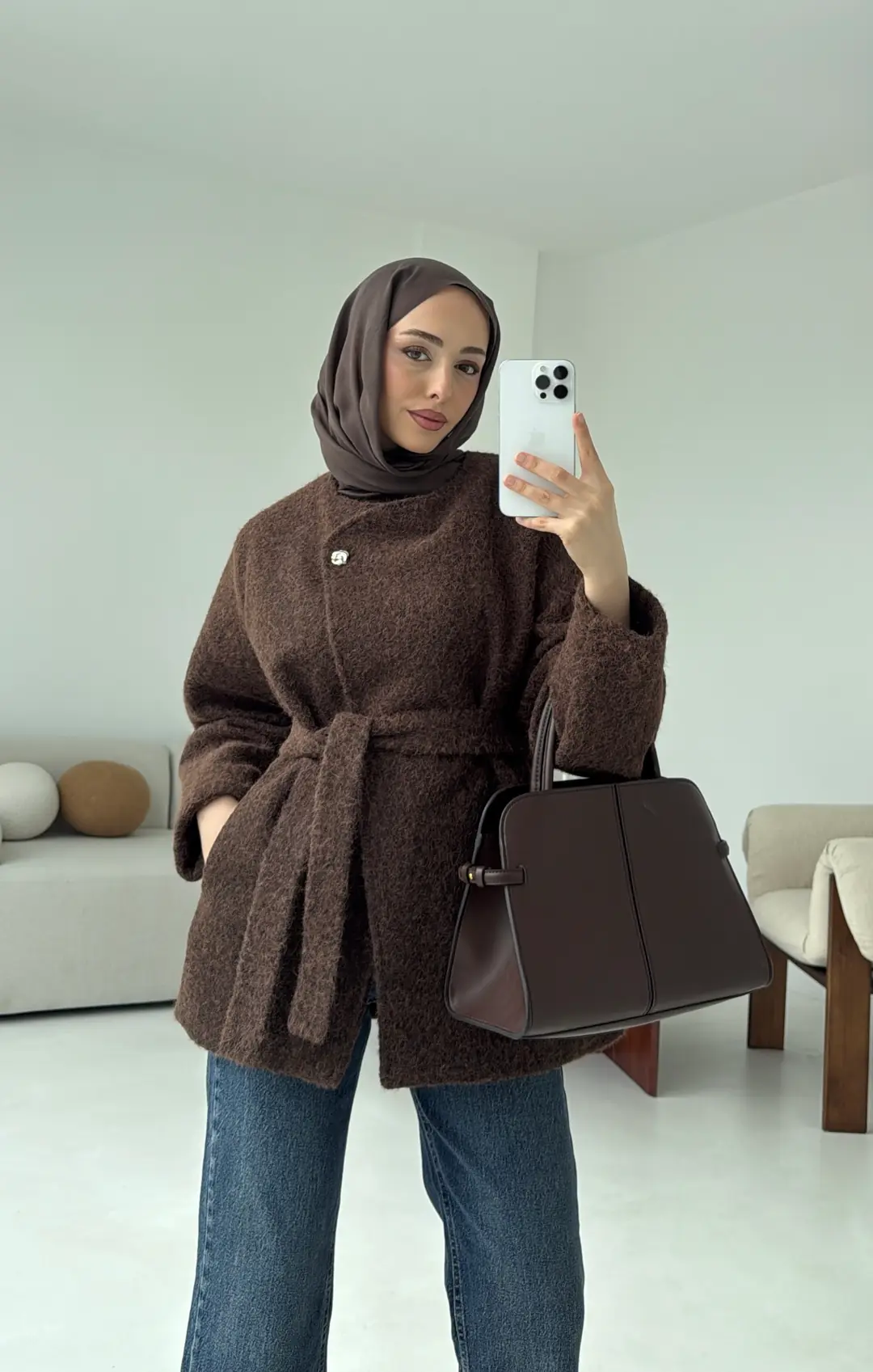 Tek Dügmeli Keçe Kaban Kahve