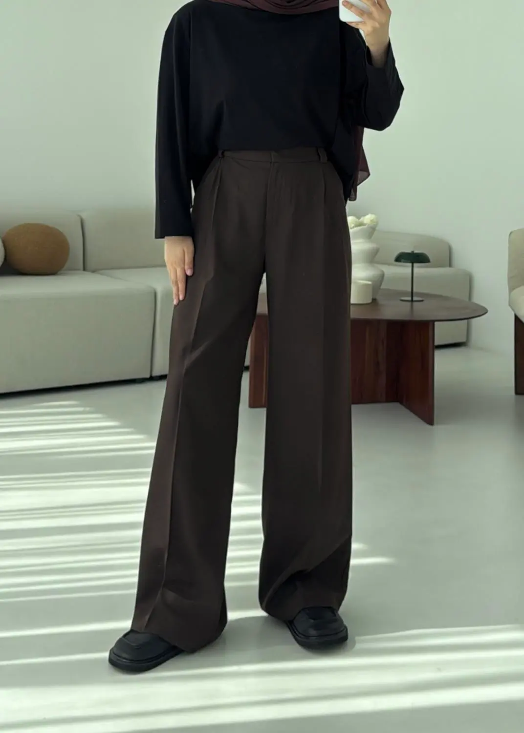 Tek Pile Premiumm Kumaş Pantolon Kahve - Görsel 4