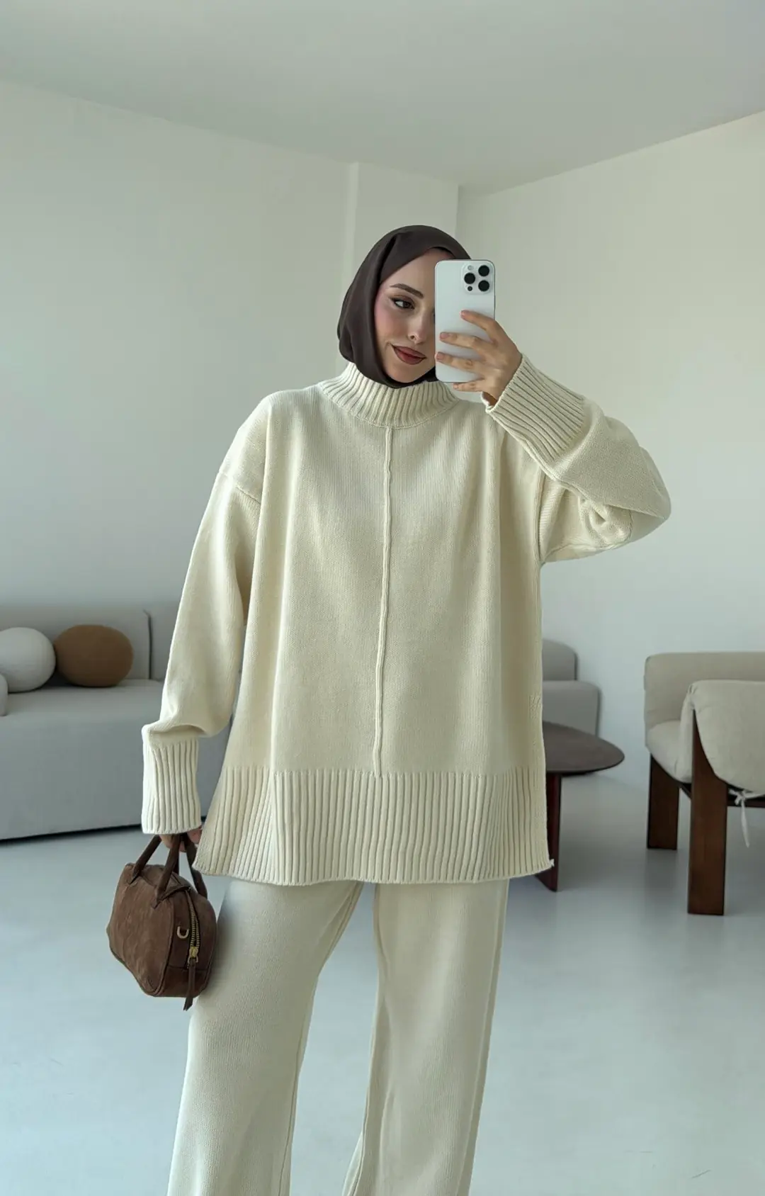 Tek Yaka Takım Krem - Görsel 3