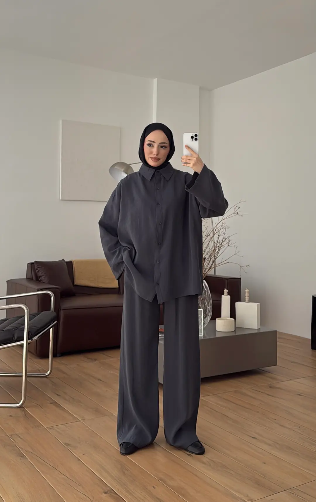 Tencel Bağlamalı Takım Gri - Görsel 7