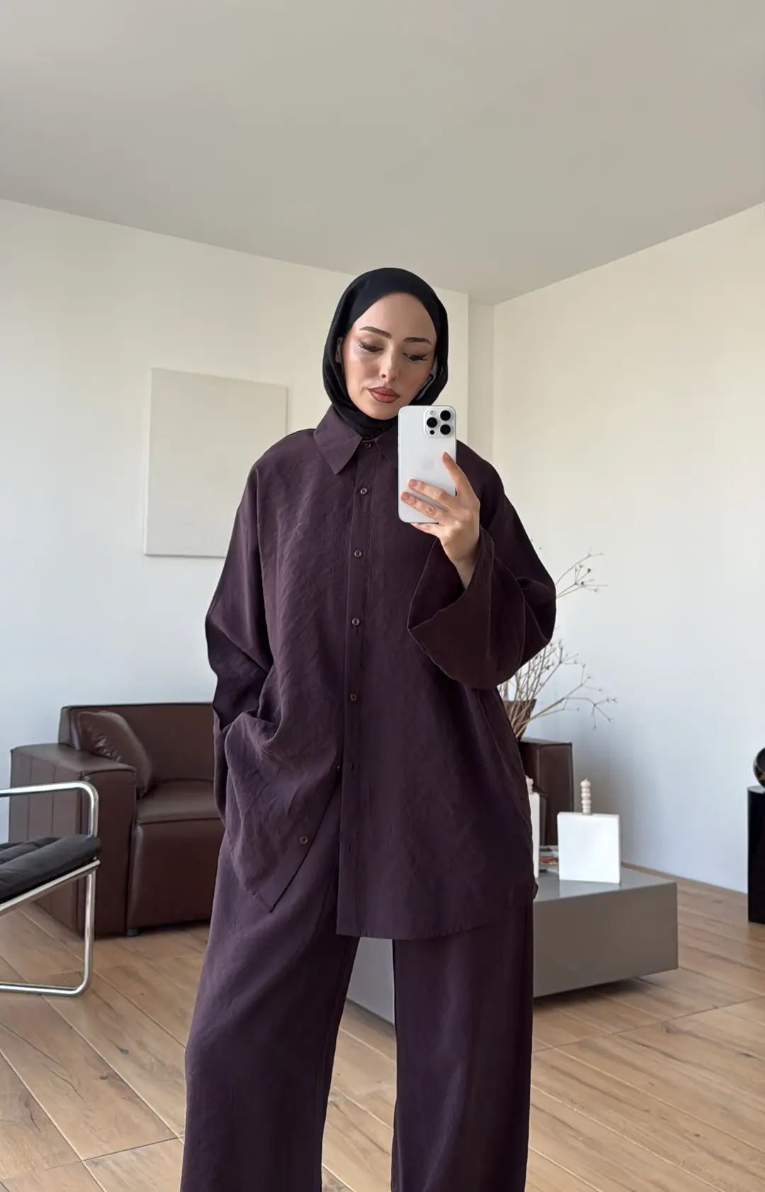 Tencel Bağlamalı Takım Mürdüm - Görsel 4