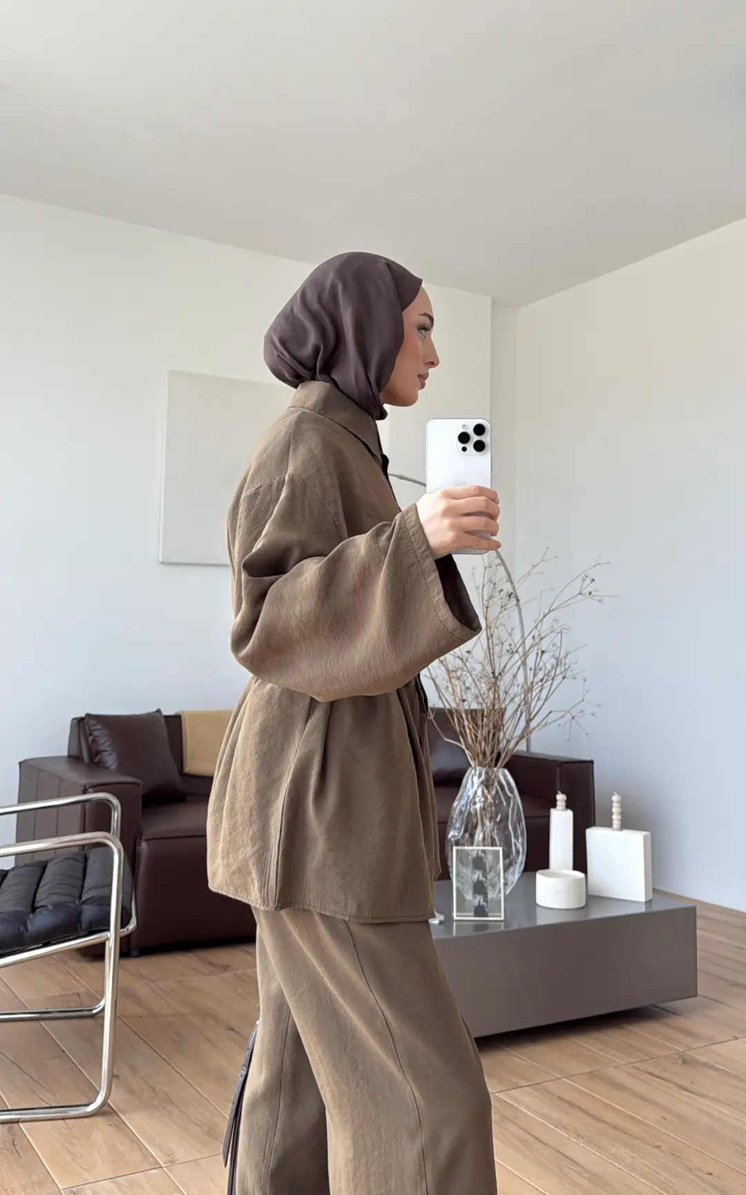 Tencel Bağlamalı Takım Olive - Görsel 3