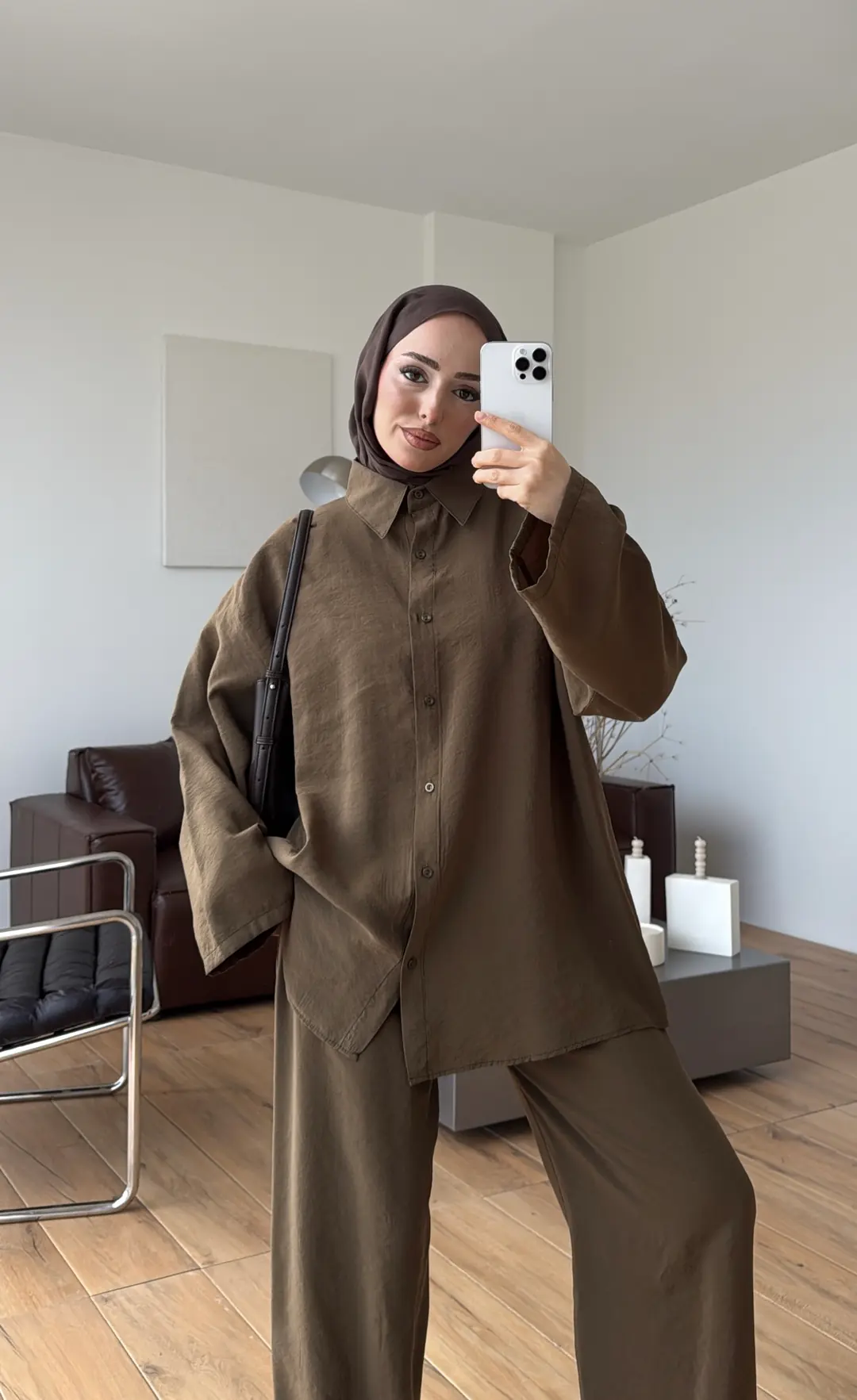 Tencel Bağlamalı Takım Olive - Görsel 4