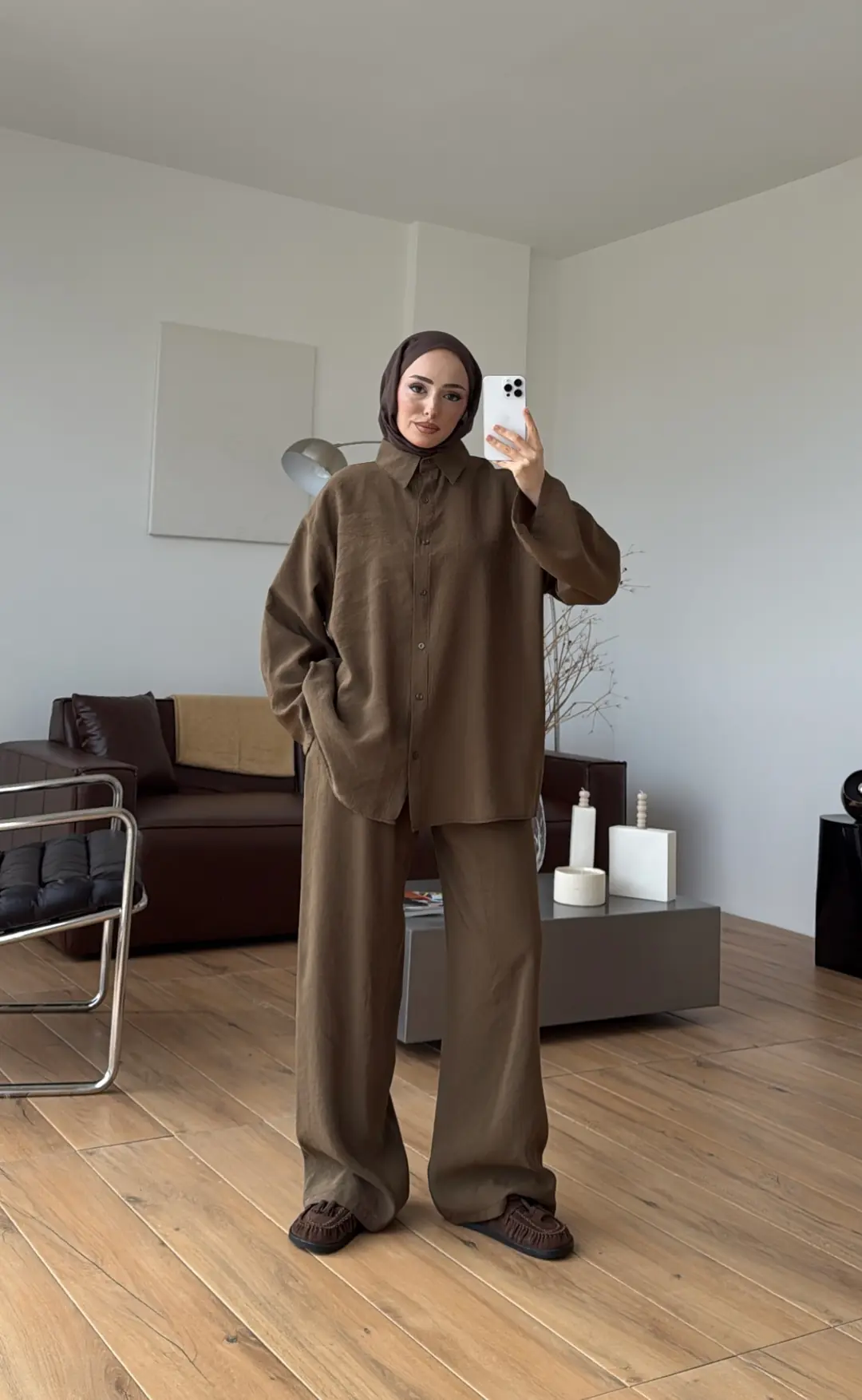 Tencel Bağlamalı Takım Olive - Görsel 7