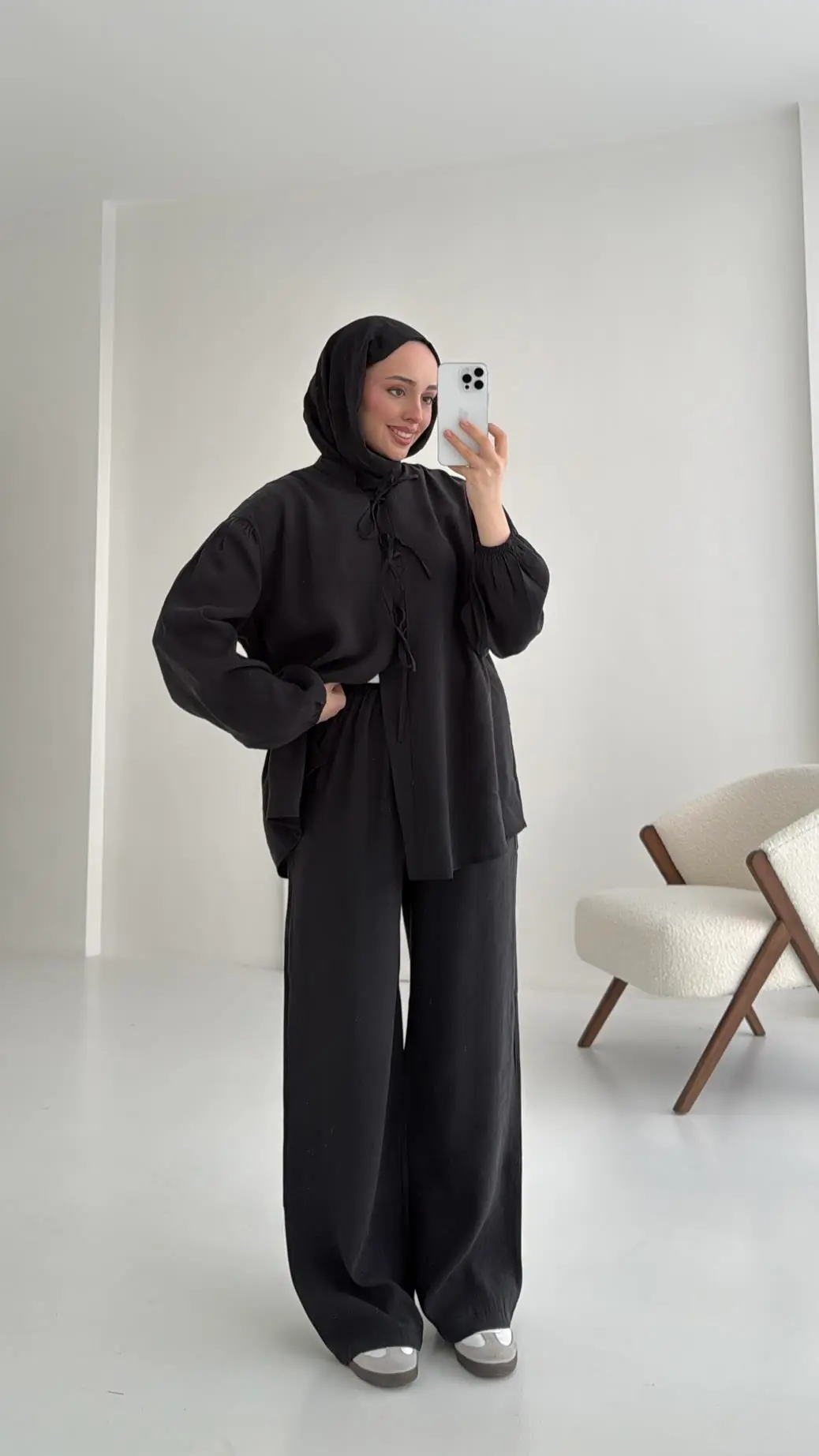 Tencel Bağlamalı Takım Siyah - Görsel 2