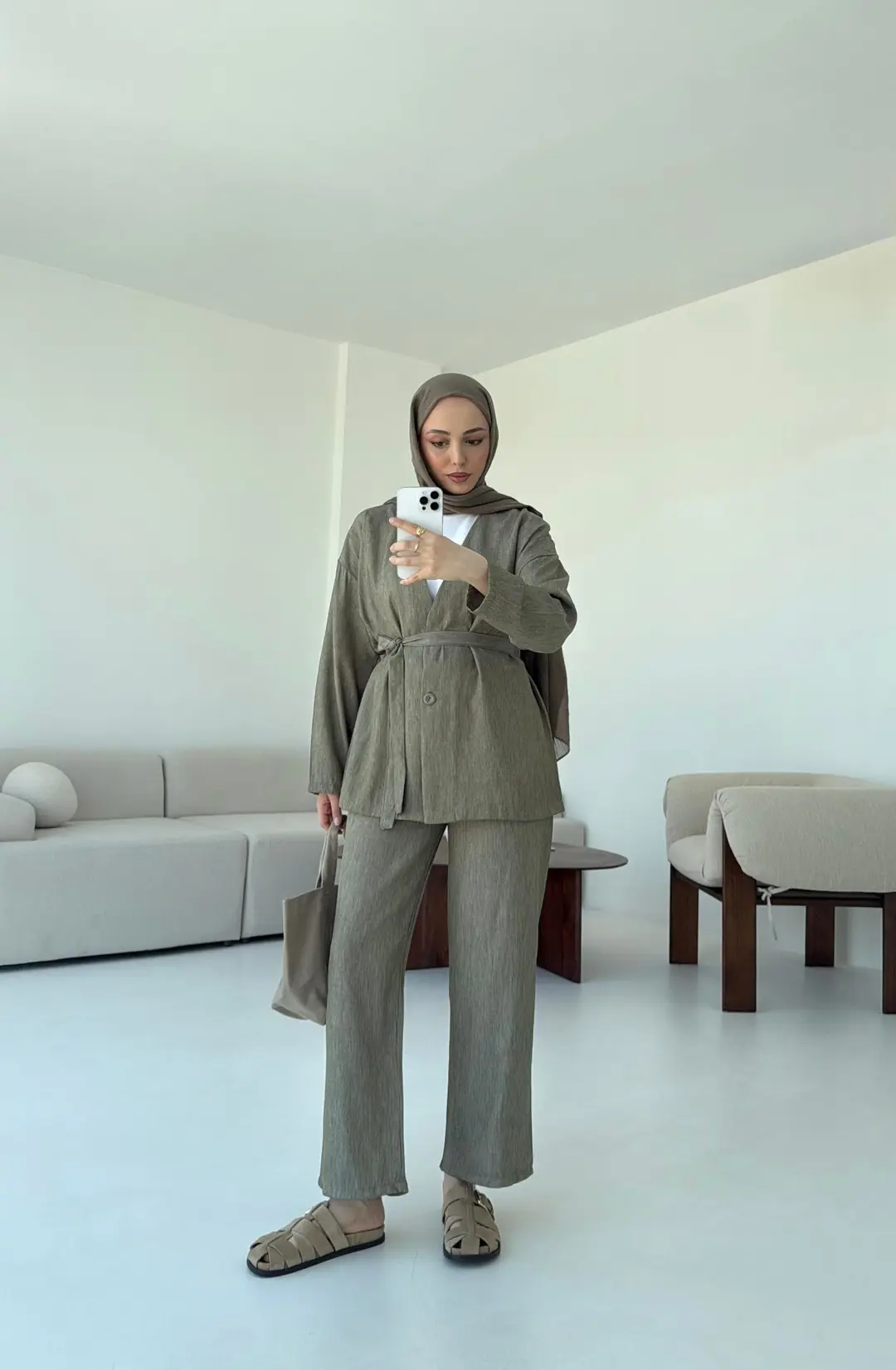 Tencel Keten Takım Haki - Görsel 2