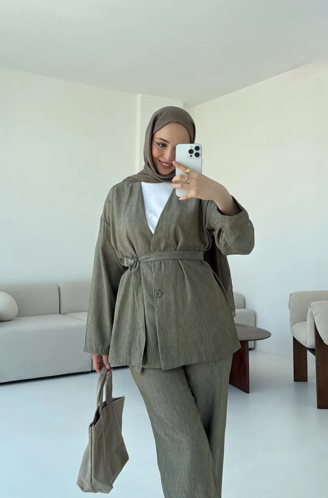 Tencel Keten Takım Haki - Görsel 6