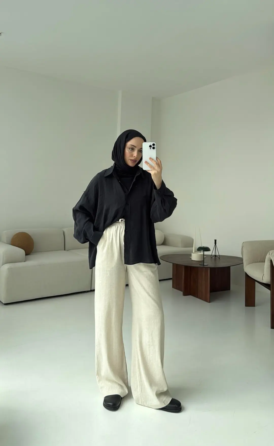 Tencel Pis Dikiş Oversize Siyah Gömlek - Görsel 2