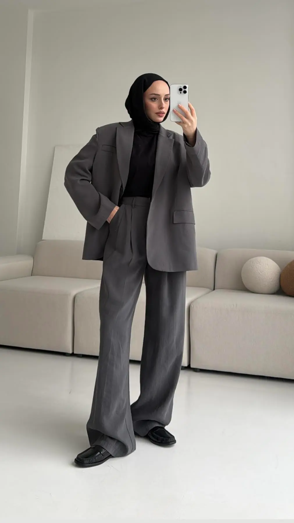 Tencel Tam Boy Gri Pantolon